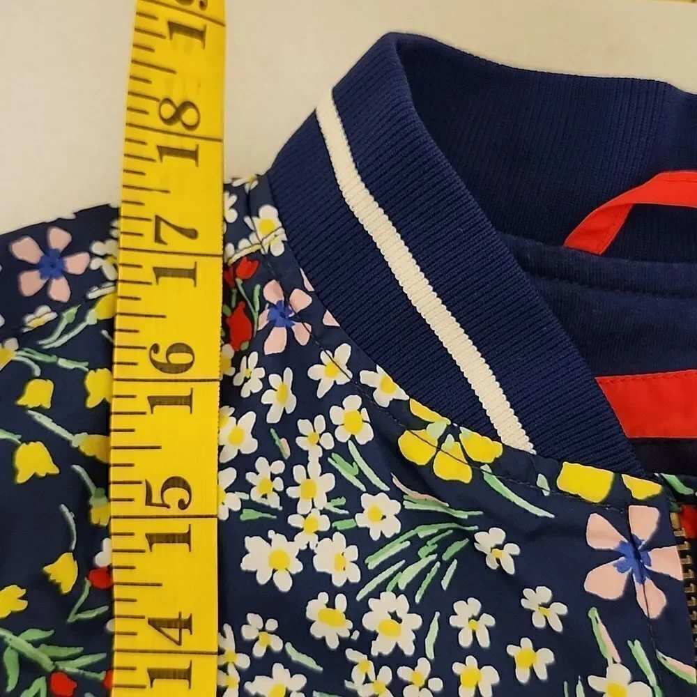 GAP KIDS Girl's Floral Bomber Jacket Smooth Weave Light-weight Medium - Picture 11 of 11
